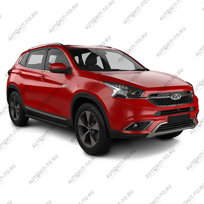 Пороги алюминиевые черные для Chery Tiggo 7 2019+